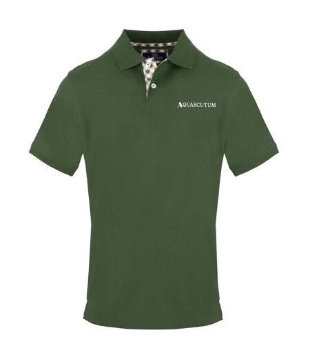 Polo Motif/style Logo Brodé Homme Vert Kaki Aquascutum