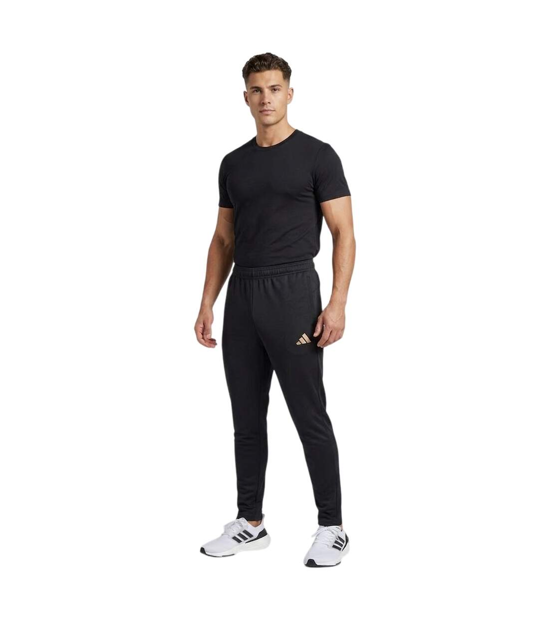 Unisex Adult Gold Logo Tapered Tracksuit Bottoms Black Adidas-3
