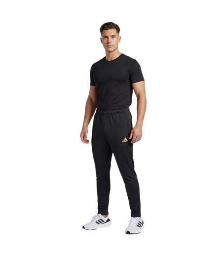 Unisex Adult Gold Logo Tapered Tracksuit Bottoms Black Adidas