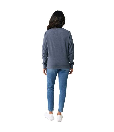Unisex adult denali recycled cotton undyed sweatshirt heather navy Iqoniq