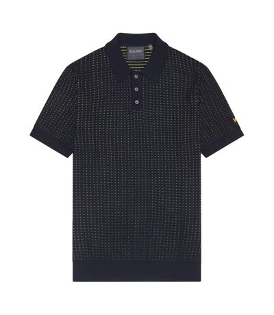 Mens grid polo shirt dark navy Lyle & Scott