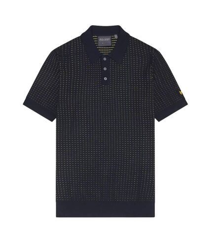 Mens grid polo shirt dark navy Lyle & Scott