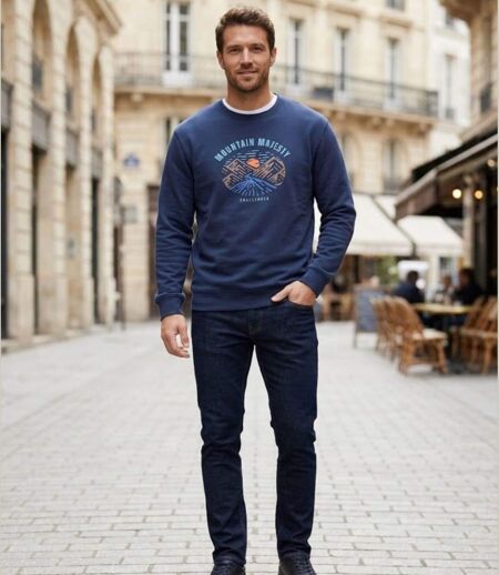 CHALLENGER PARK1 — Sweat imprimé marine : le style sportswear ultra-confort