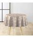 Nappe Toile Cirée Ronde Feuillys 160cm Beige Lin & Blanc-1