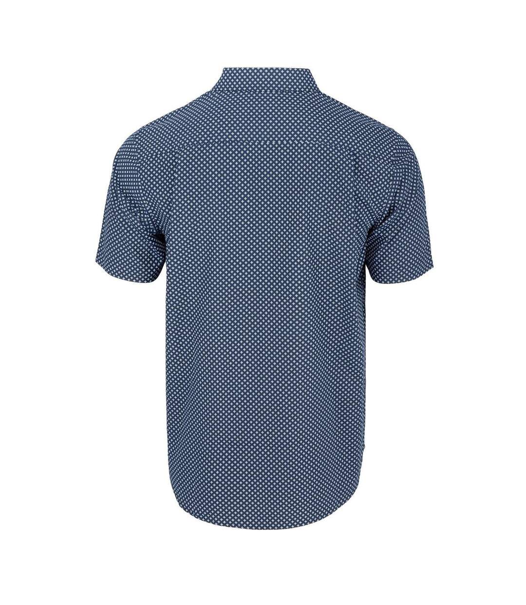Chemise Manches Courtes Homme Bleu Marine Blanc Fabric-2