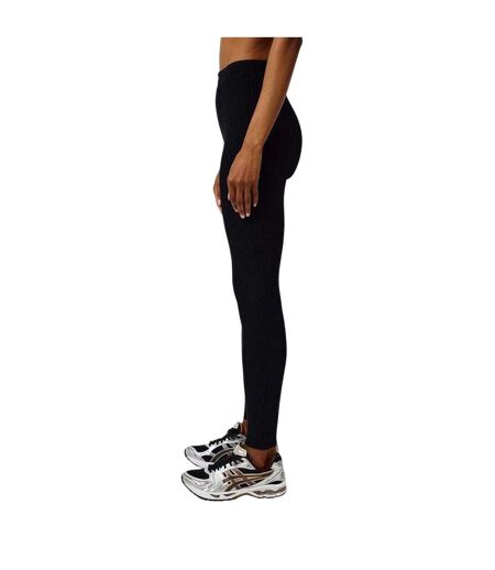 Womens/ladies Ribbed Leggings Black Essentials