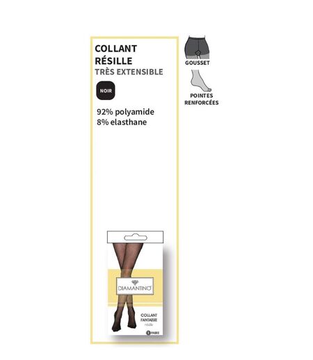 Collant Femme Confort et Résistance DIAMANTINO Pack de 2 Collants Resille Noir