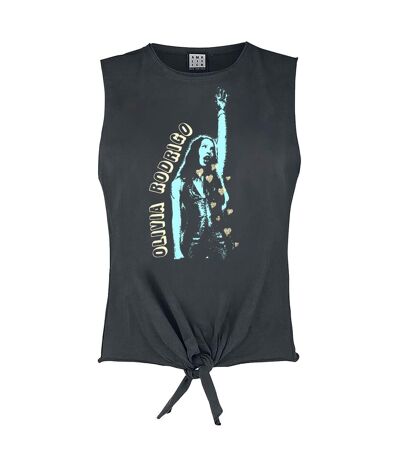 Womens/ladies Hand Up Sleeveless Top Charcoal Amplified