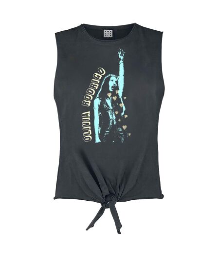 Womens/ladies Hand Up Sleeveless Top Charcoal Amplified
