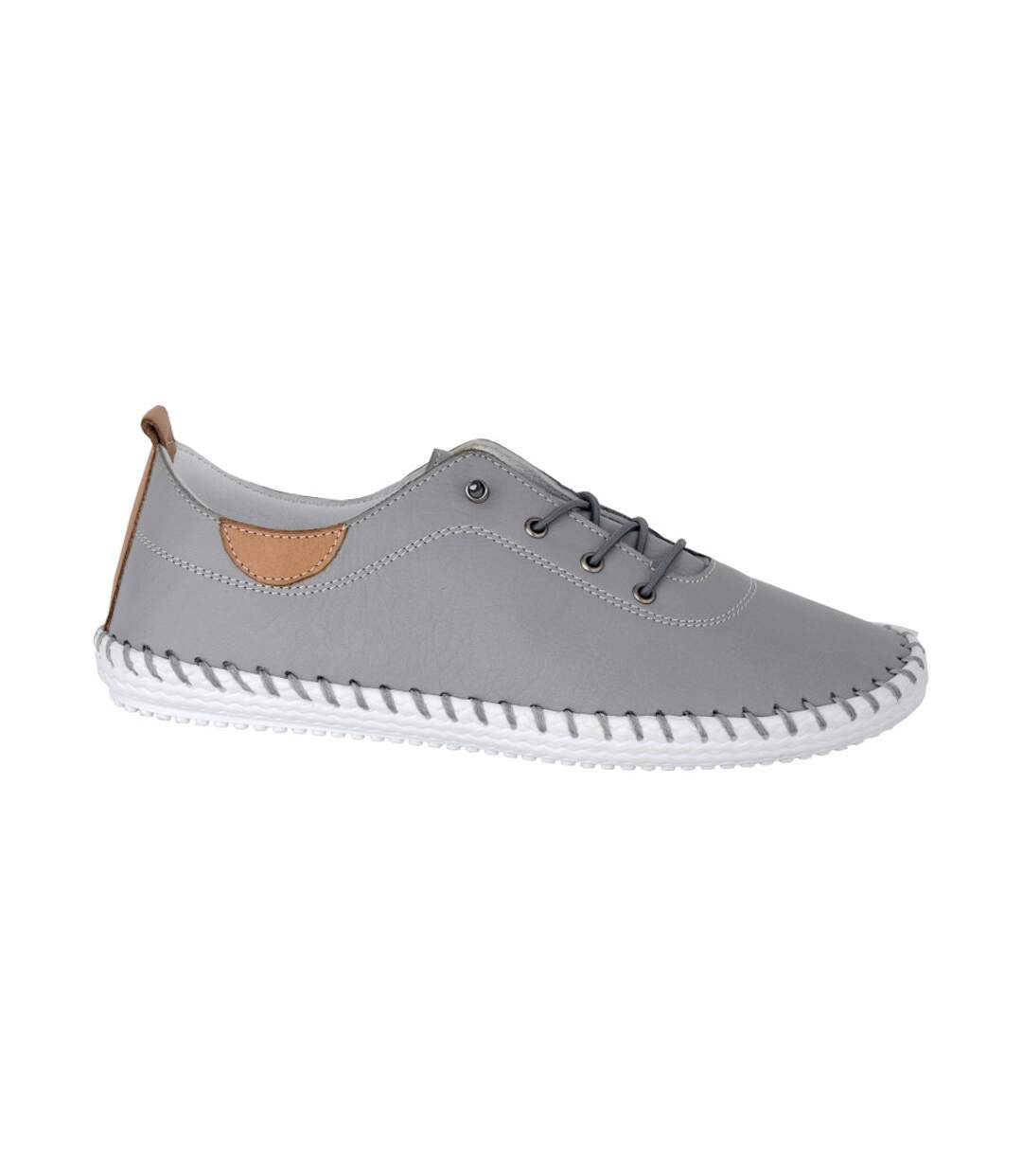 Womens/ladies Softie Leather Loafers Grey Mod Comfys-1