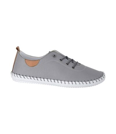 Womens/ladies Softie Leather Loafers Grey Mod Comfys