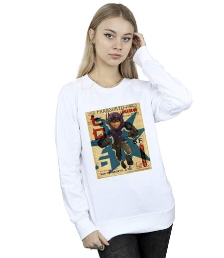Disney - Sweat BIG HERO BAYMAX HIRO NEWSPAPER - Femme (Blanc) - UTBI11434