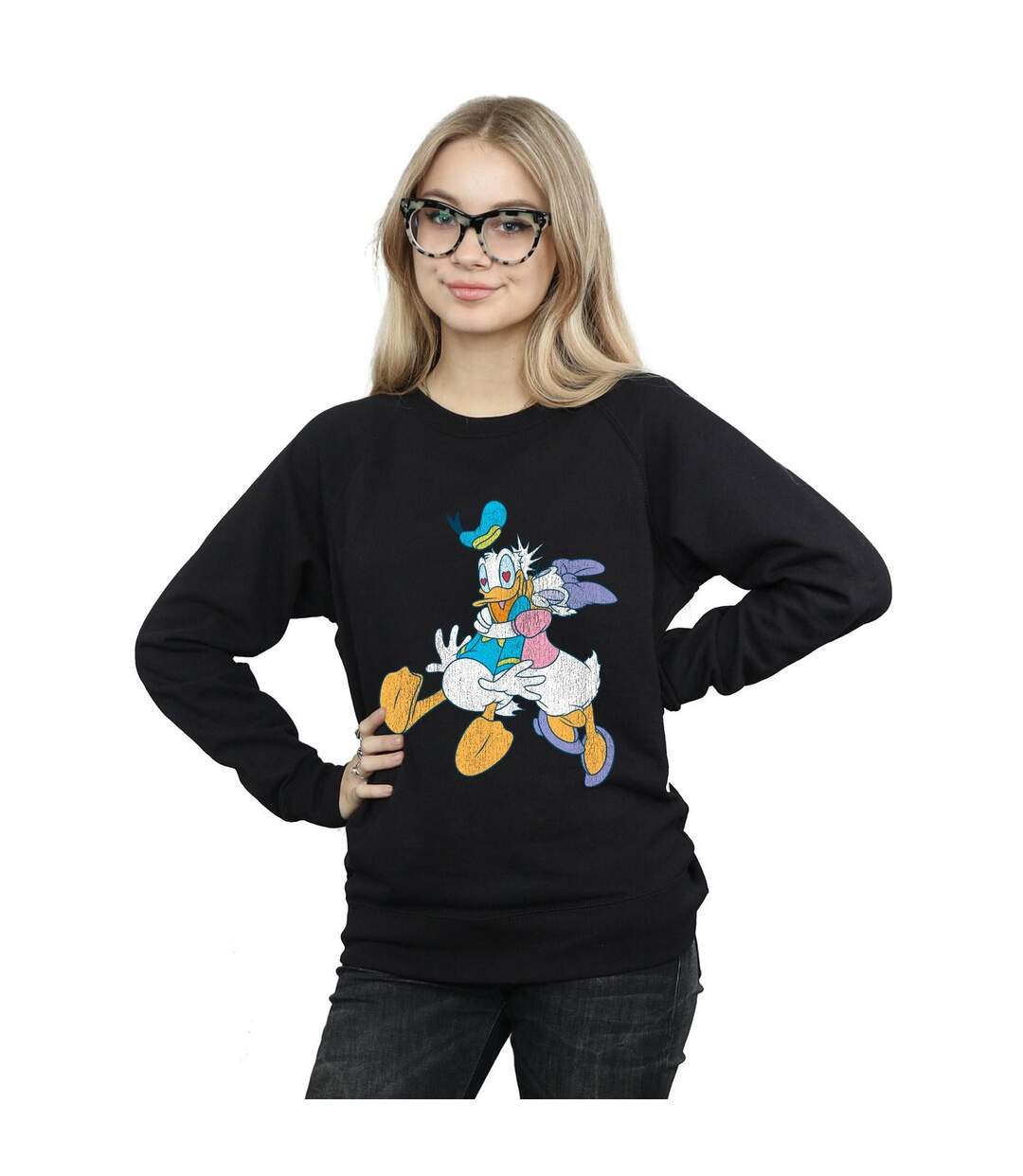 Disney Sweatshirt Donald And Daisy Duck Kiss - Femmes/Dames (Noir) - UTBI26849-2
