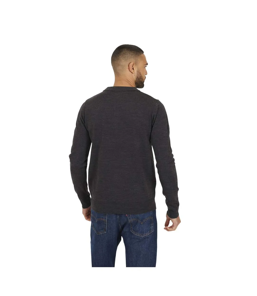 Polo Manches Longues Homme Anthracite Chiné Brave Soul-2