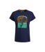Womens/ladies fly free graphic slub t-shirt dark blue Weird Fish-1