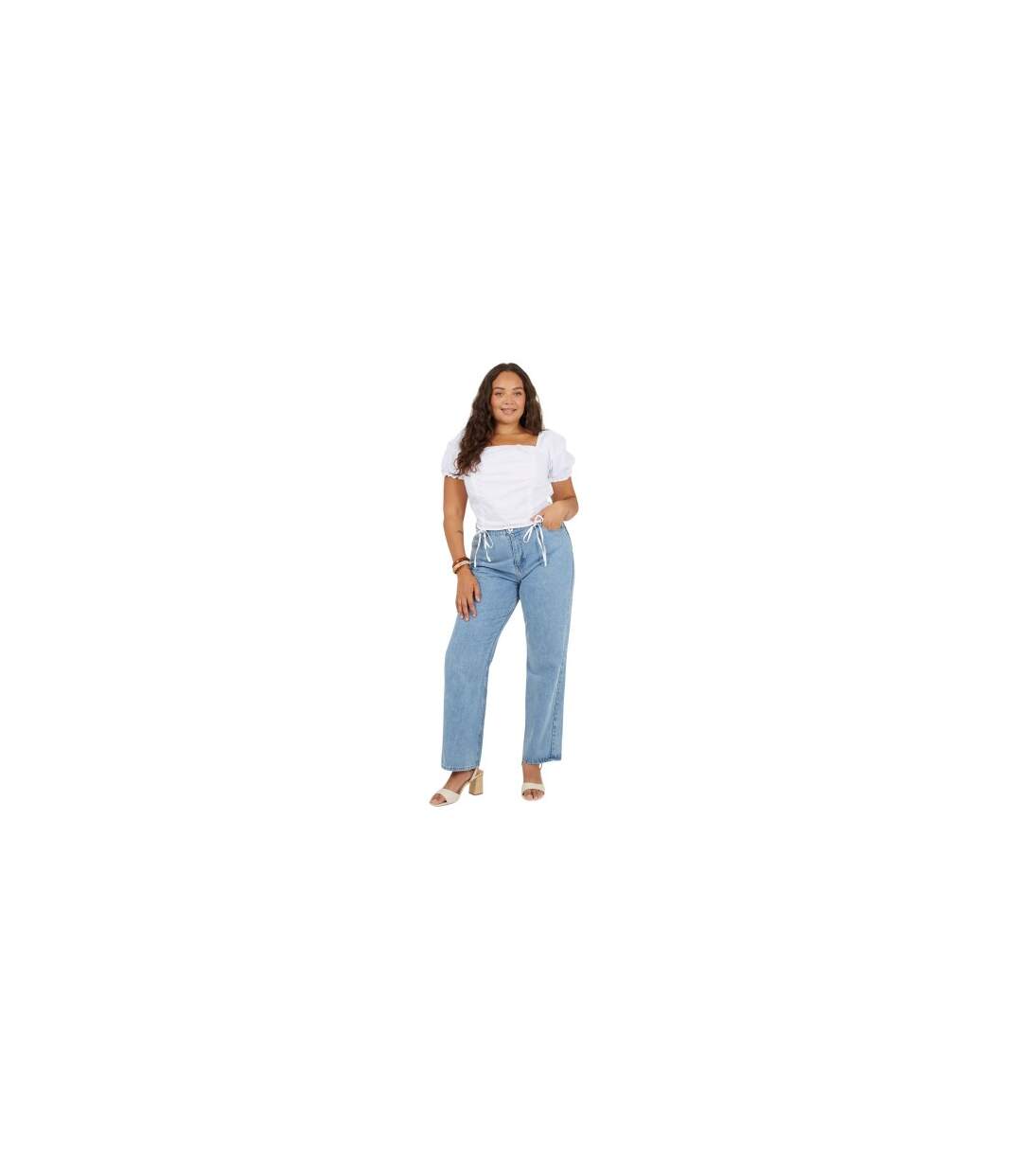 Haut Manches Bouffantes Motif/style Ruché Femme Blanc Brave Soul-1