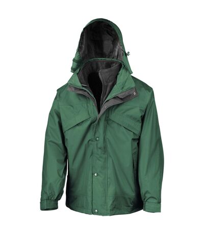 Result Mens Fleece Lined 3 in 1 Waterproof Jacket (Bottle Green/Black)