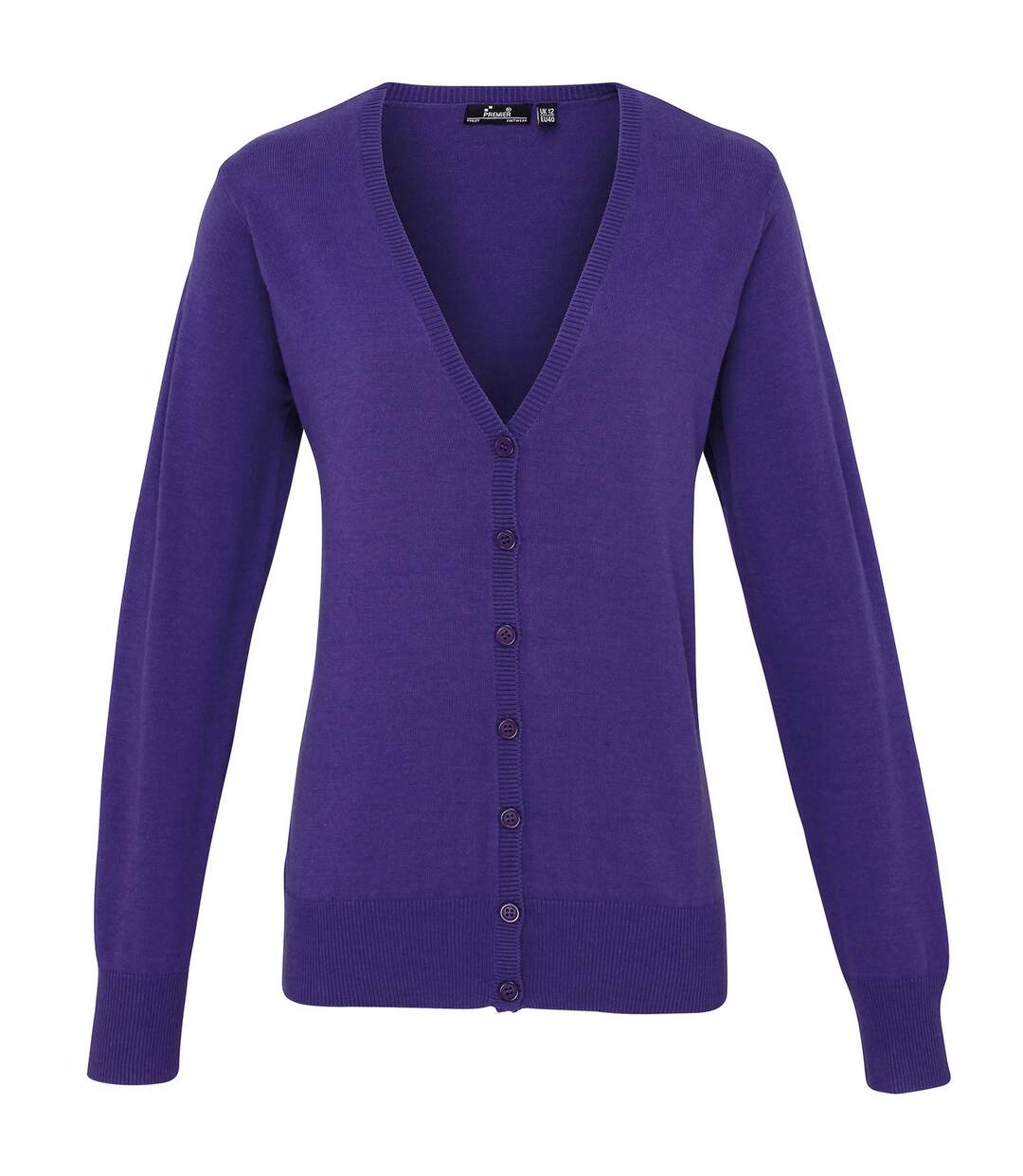 Premier Womens/Ladies Button Through Long Sleeve V-neck Knitted Cardigan (Purple) - UTRW1133-1