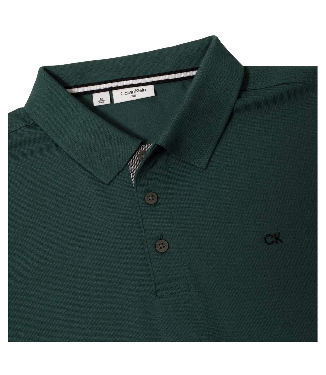 Mens Embroidered Collared Short-sleeved Polo Shirt Pine Green Calvin Klein-4