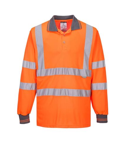 Portwest Mens Hi-Vis Long-Sleeved Safety Polo Shirt (Orange) - UTPW535