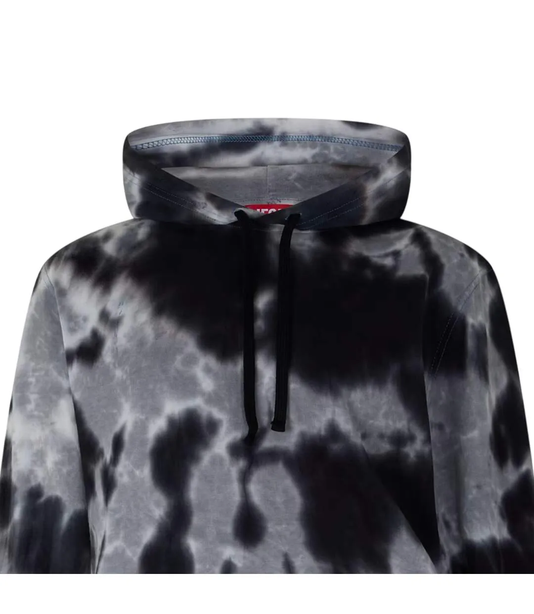 Mens Crane Tie Dye Hoodie Black Diesel-3