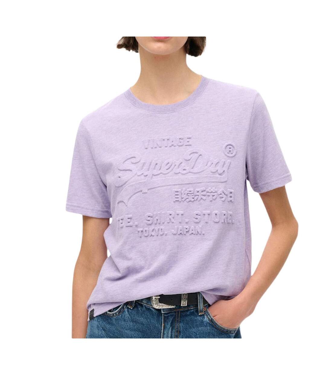T-shirt mauve femme superdry embossed vl-1
