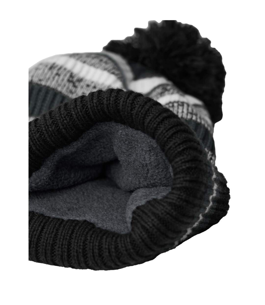 Unisex adult striped beanie black/graphite grey/white Beechfield-2
