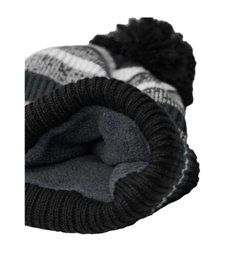 Unisex adult striped beanie black/graphite grey/white Beechfield