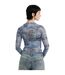 Womens/ladies Lettering Mesh Slim Raglan T-shirt Blue Guess-3