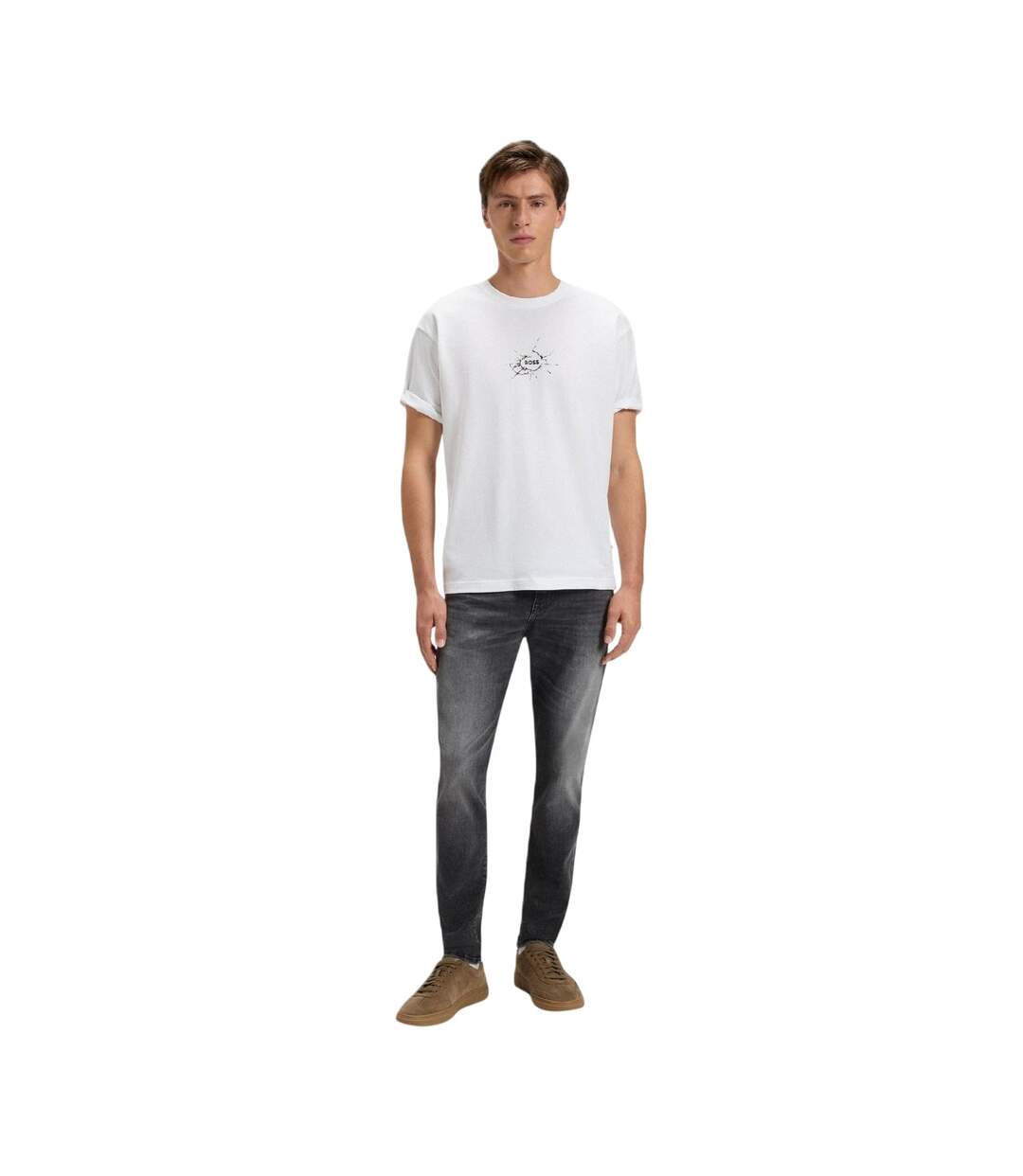 T-shirt Motif/style Logo Homme Blanc Boss-3