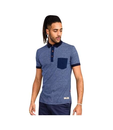 Mens D555 Oxley Fine Stripe Jersey Patch Pocket Kingsize Polo Shirt Navy Duke
