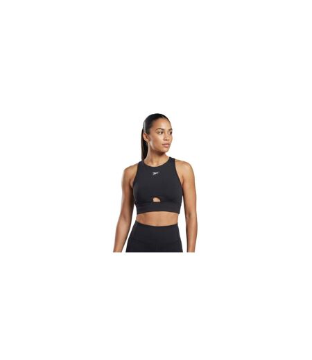 Womens/ladies Crew Neck Skinny Athletic Top Black Reebok