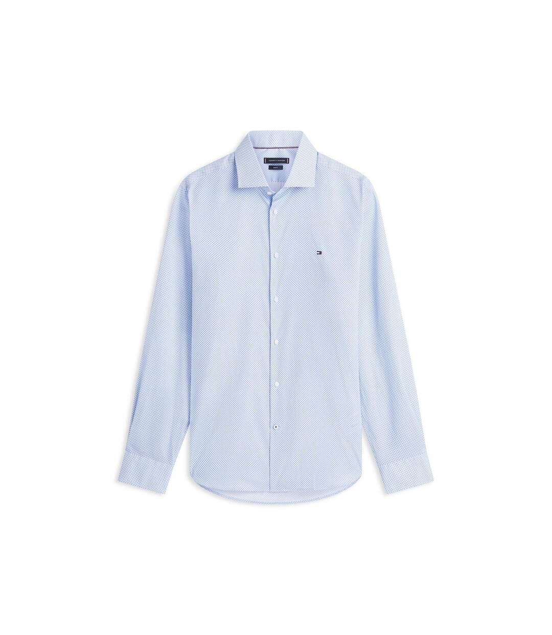 Mens Microprint Long-sleeved Shirt Sweet Blue Tommy Hilfiger-1