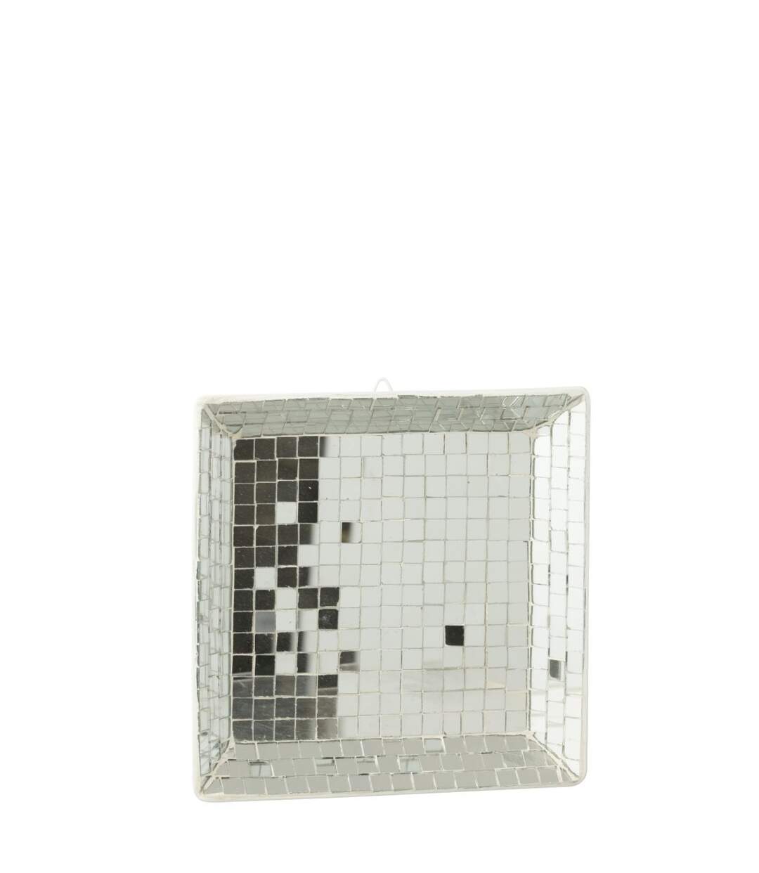 Plateau Mosaïque en Verre Disco 20cm Argent-2