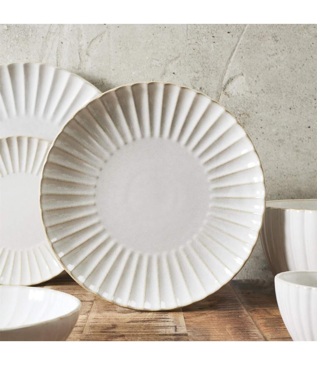 Lot de 6 Assiettes Plates Vlora 27cm Beige-3