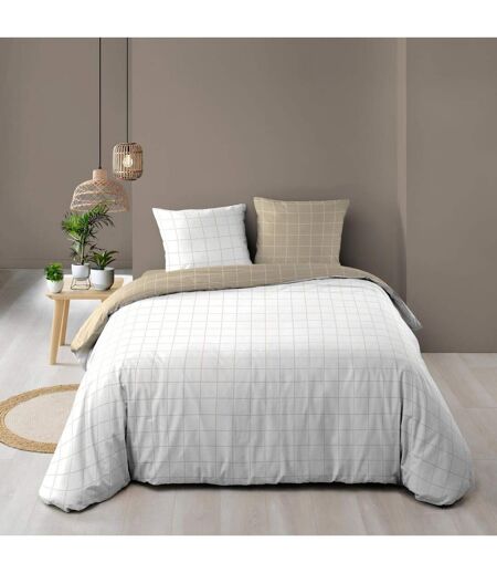 Parure de Lit Réversible 3 Pièces Cadria 200x200cm Naturel