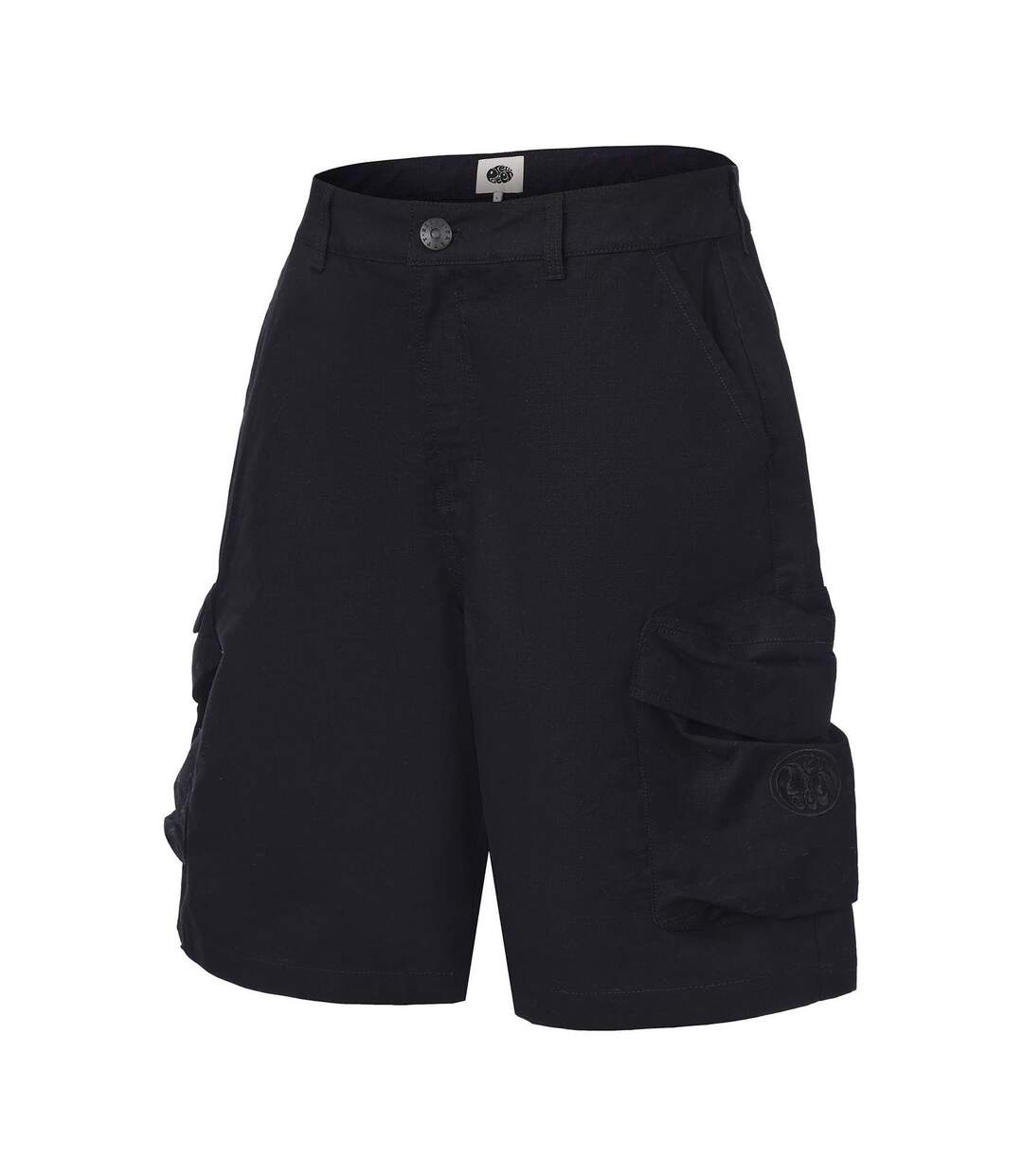 Mens Cotton Reinforced Tailored Casual Cargo Shorts Black Pretty Green-3