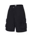 Mens Cotton Reinforced Tailored Casual Cargo Shorts Black Pretty Green-3