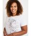 T-shirt long motif fleuri fentes côtés-4