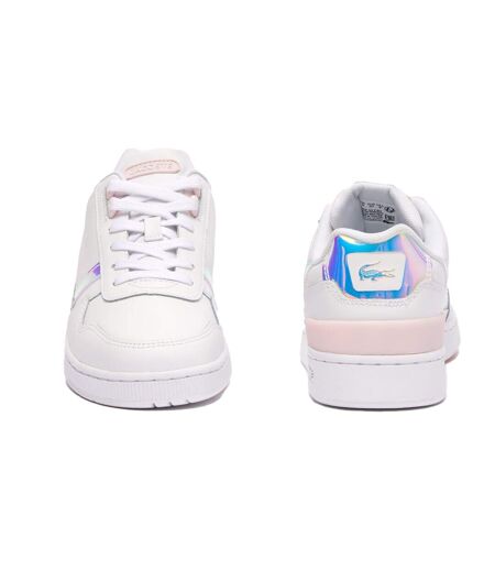 Womens/ladies T-clip Leather Trainers White Pink Lacoste