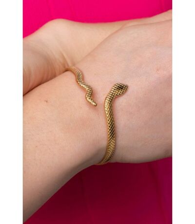 Stainless Steel Gold Plated Snake Shape Slim Open Split Cuff Bangle Bracelet