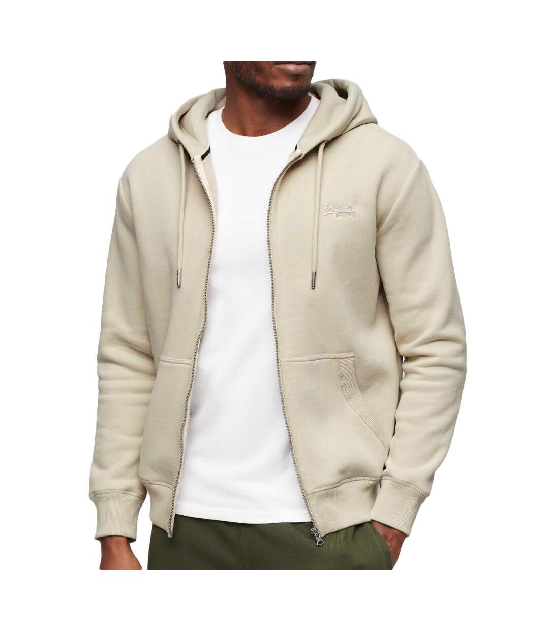 Sweat Zippe Capuche Beige Homme Superdry  Essential - 3XL-1