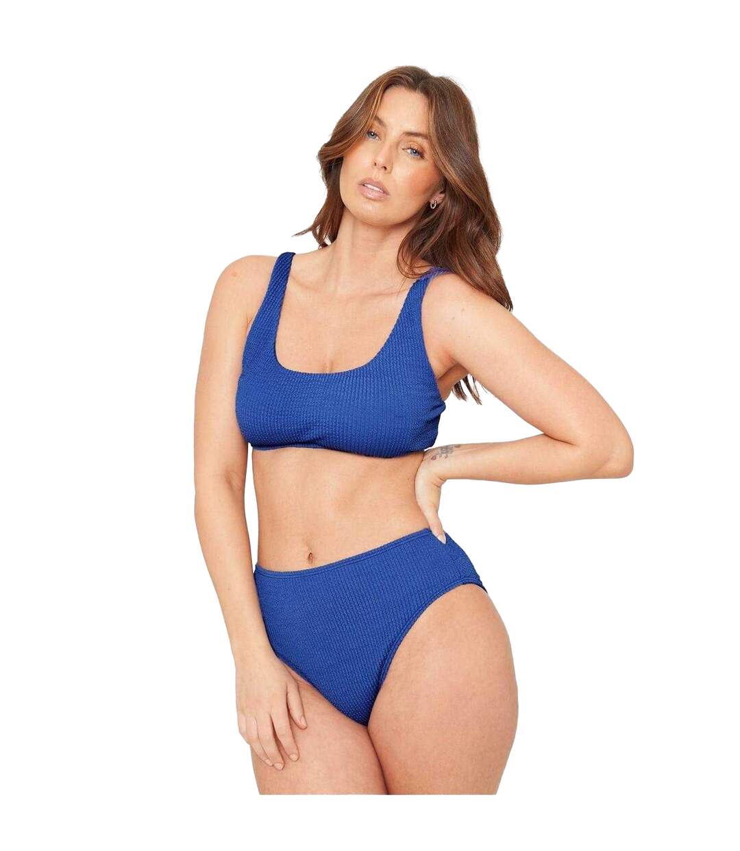 Womens/ladies Textured Square Neck Bikini Top Cobalt Be You-4