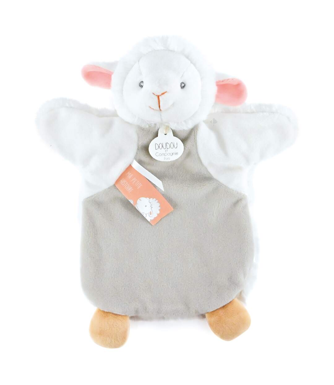 Doudou polyester 2 en 1 collection LES MARIONNETTES Agneau-1