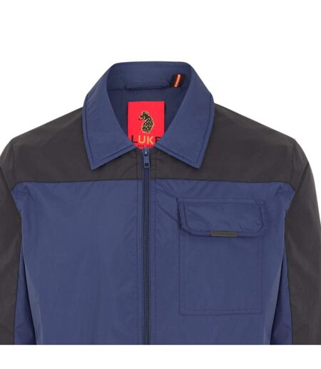 Blouson Aviateur Motif/style Blocs De Couleurs Homme Noir Bleu Marine Luke