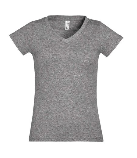 SOLs Womens/Ladies Moon V Neck Short Sleeve T-Shirt (Grey Marl) - UTPC294