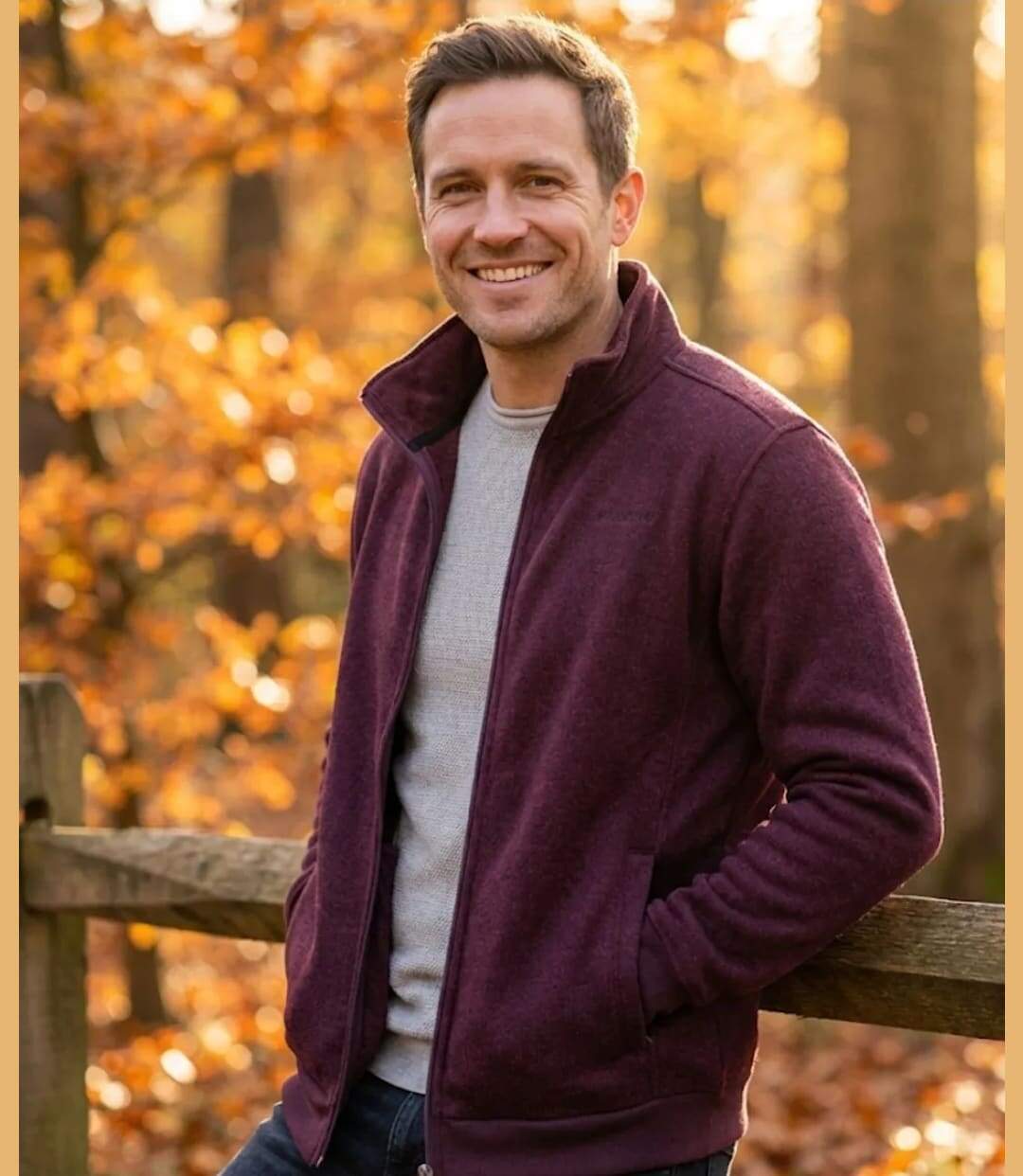 Cardigan Zippé Homme en Polaire Tricot Bordeaux – Col Montant & Coudières Suédine-2