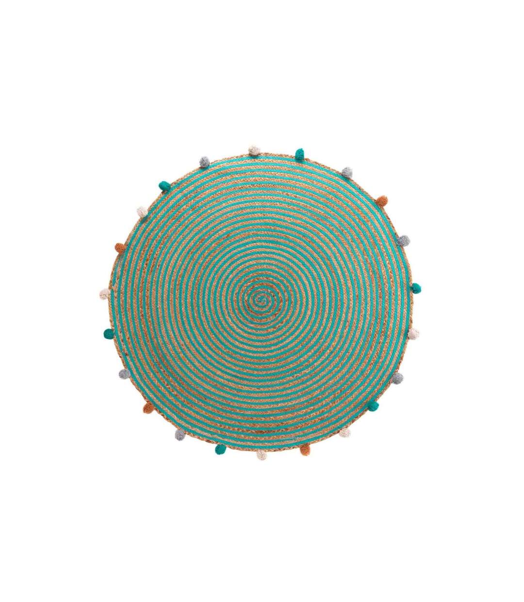 Tapis Enfant à Pompons Déco Baloo 90cm Vert-1
