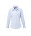 Womens/ladies Micro Gingham Check Cotton Long-sleeved Shirt Light Blue Premier-1