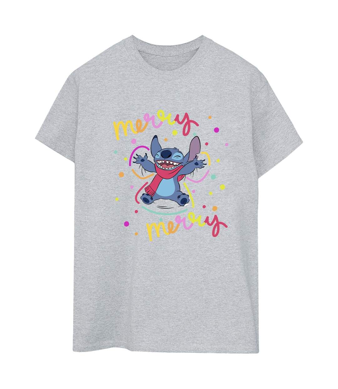 Disney Femmes/Les femmes Lilo & Stitch Merry Rainbow - T-shirt boyfriend en coton (Gris sportif) - UTBI30608-1